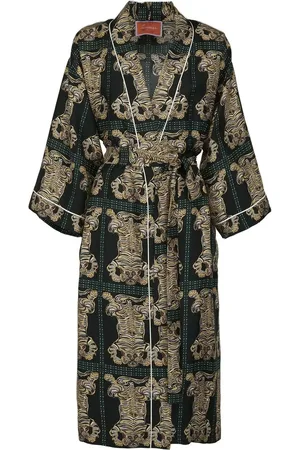 La DoubleJ Tiger-print silk robe