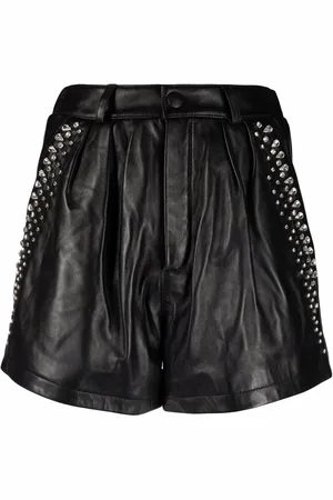 Philipp Plein Crystal-embellished leather shorts