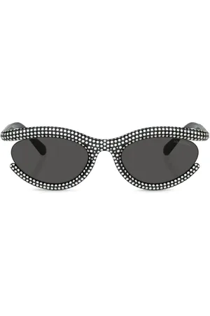 Swarovski Pav?? crystal-embellished oval-frame sunglasses