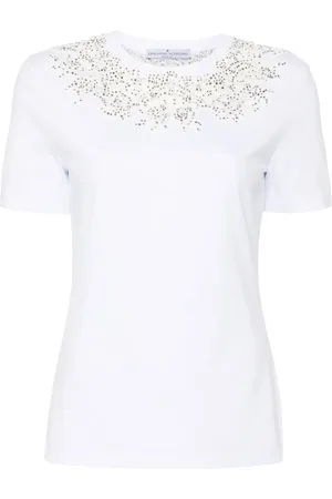 ERMANNO SCERVINO Lace-detail crystal-embellished T-shirt