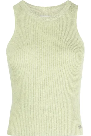 Izzue Logo-plaque ribbed tank top