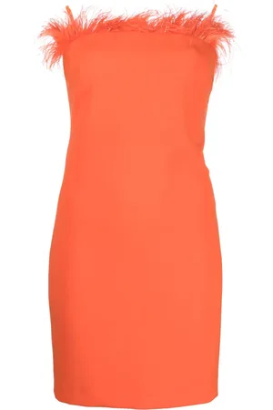 Patrizia Pepe Feather-trim strapless mini dress