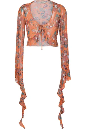 AMIR SLAMA Graphic-print mesh blouse
