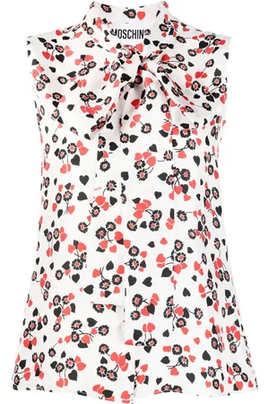Moschino Floral-print pussy-bow collar top