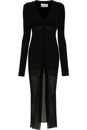 The Attico V-neck ribbed midi dress