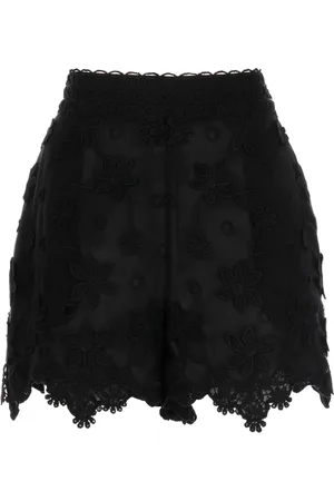 Elie saab Floral-embroidered silk shorts
