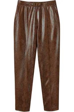 Twin-Set Snake-effect cropped trousers