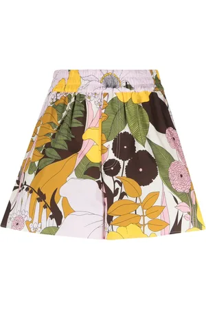 La DoubleJ Big Flowers-print cotton shorts