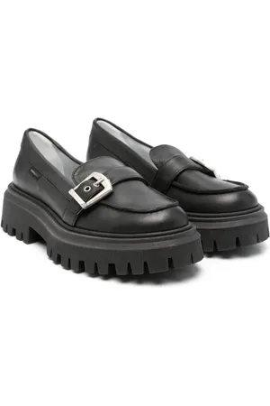 MONNALISA Decorative-buckle leather loafers