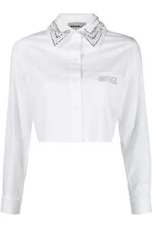 Seen Users Gem-embellished cropped shirt