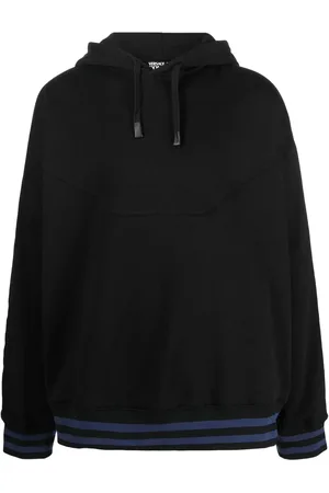 VERSACE Logo-print striped-trim hoodie