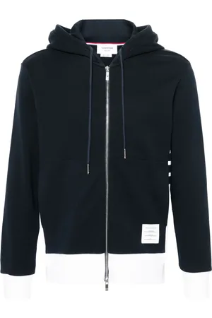 Thom Browne Panelled zip-up cotton hoodie