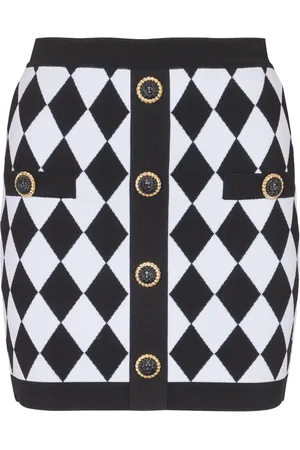 Balmain Diamond-intarsia knitted miniskirt
