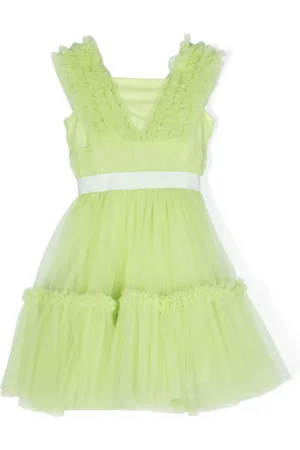 MONNALISA Logo-tape ruffled dress