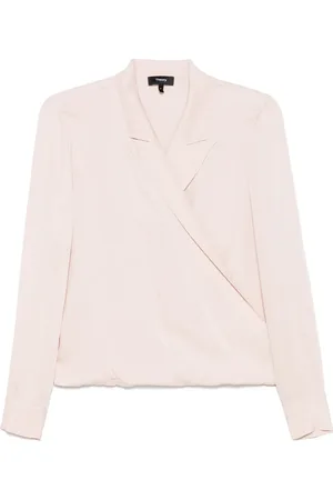 THEORY Peak lapel wrap blouse