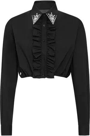 Philipp Plein Ruffled cotton cropped shirt