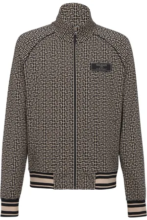 Balmain Monogram-jacquard zip-up bomber jacket