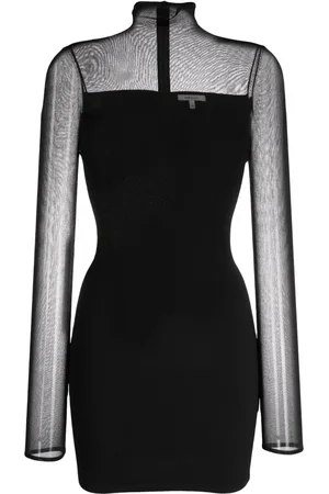 Nensi Dojaka Roll-neck semi-sheer-panelled minidress