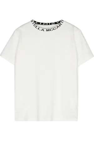 Stella McCartney Logo-embroidered collar cotton T-shirt
