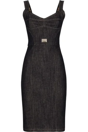 Dolce & Gabbana Logo-plaque midi denim dress