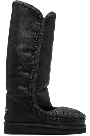 Mou Whipstitch-trim shearling-lined boots