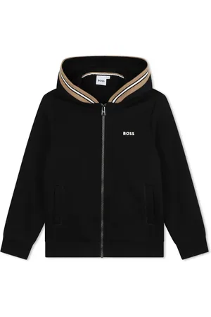 HUGO BOSS Stripe-detail zip-up hoodie