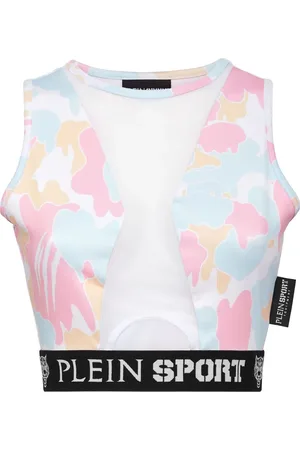 Philipp Plein Camouflage-print panelled cropped top