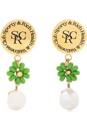 Sporty & Rich Pearl resin drop earrings