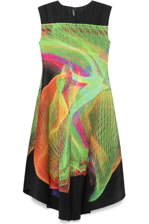 PLEATS PLEASE ISSEY MIYAKE Abstract-print midi dress