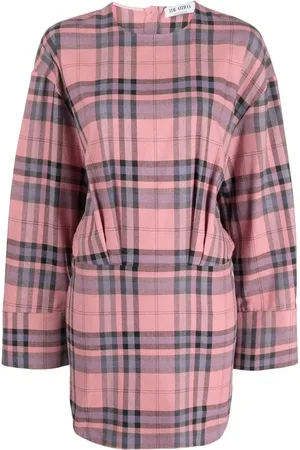 The Attico Plaid-pattern mini shift dress