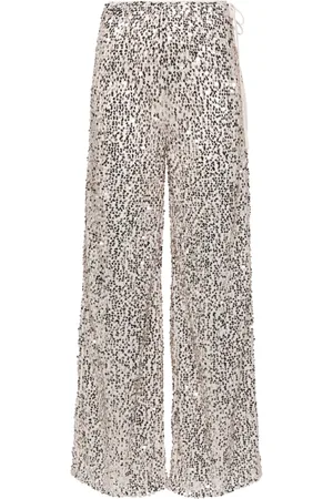 ROTATE Net sequin straight-leg trousers