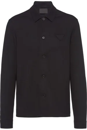 Prada Triangle-logo wool-blend shirt