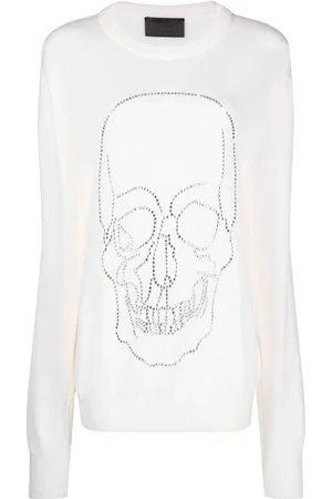 Philipp Plein Studded-skull cashmere pullover