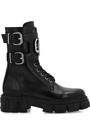 Philipp Plein Gothic Plein mid flat leather boots