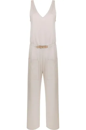 Gloria Coelho Belted-waist sleeveless jumpsuit