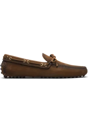 CAR SHOE Bow-detail leather boat shoes