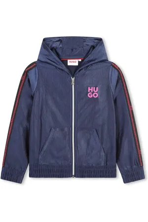 HUGO BOSS Logo-print velvet hoodie