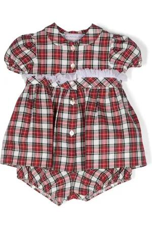 MONNALISA Ruffle-detail plaid-pattern dress