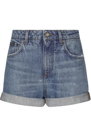 Dolce & Gabbana Logo-plaque washed denim shorts