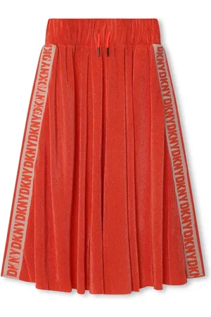 DKNY Logo-tape pleated midi skirt