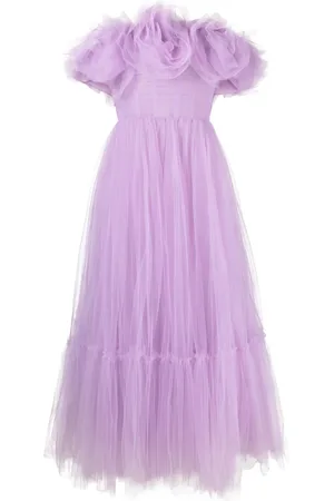 Ana Radu Floral-appliqu?? tulle midi dress