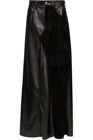 Maison Margiela 5-pockets panelled leather long skirt
