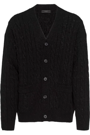 Prada Metallic-threading wool-cashmere cardigan