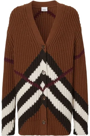 Burberry Chevron-pattern ribbed cardigan