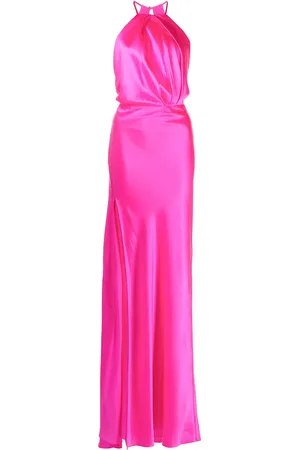 Michelle Mason Pleat-detail halterneck gown