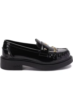 Fendi Logo-plaque leather loafers