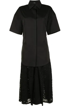 GOEN.J Shirt-layered pleated-lace dress