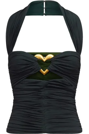 AREA Heart ruched halter top