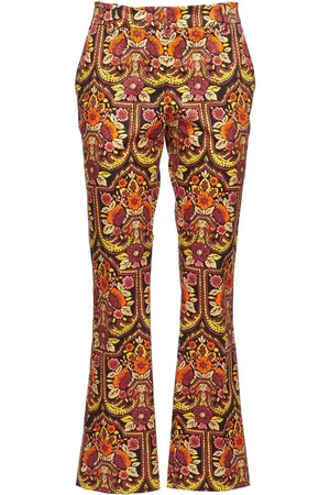 La DoubleJ Floral-pattern flared trousers