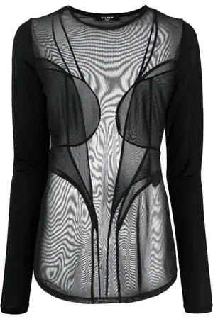 Balmain Semi-sheer panelled top
